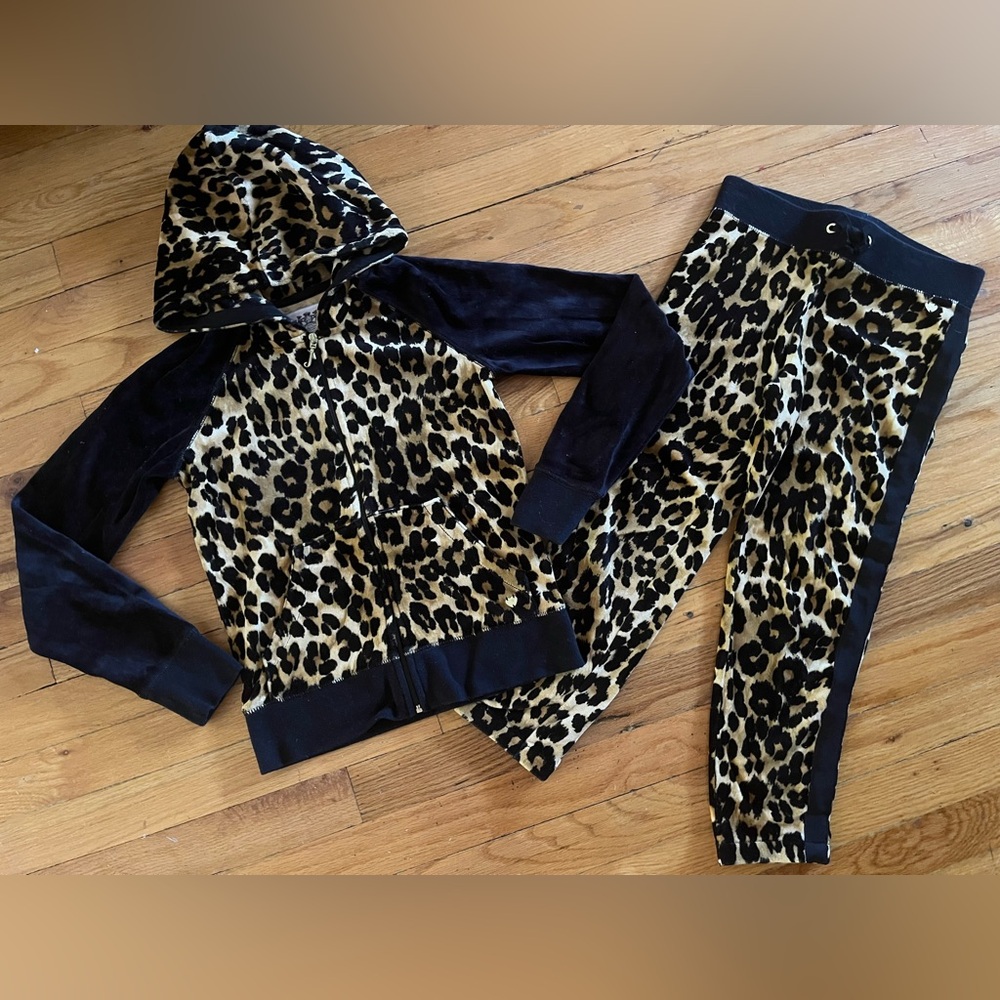 Juicy Couture Tracksuit girls sz 10 leopard velour set